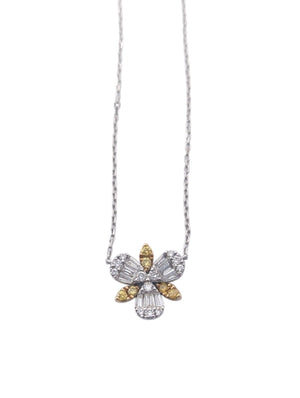 Necklace 18k White & Yellow Gold w/ Diamonds Flower # 2
