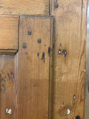Danish Christian VII Corner Cupboard Hand Made Pine Reeded Door Panel Circa 1806 75” x 39” x 25”