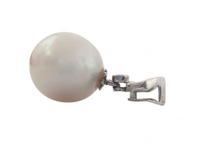 Pendant 18k White Gold w/ Large Pearl & Diamonds