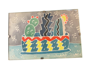 Judith Geiger Signed Cactus Still Life, 4" x 6", 1989