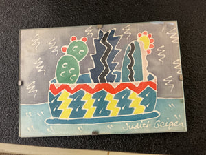 Judith Geiger Signed Cactus Still Life, 4" x 6", 1989