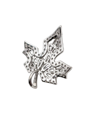 Pendant 18k White Gold Maple Leaf w/ Diamonds