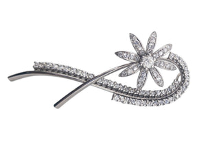 Pendant 18k White Gold w/ Diamonds Flower Looped Shape