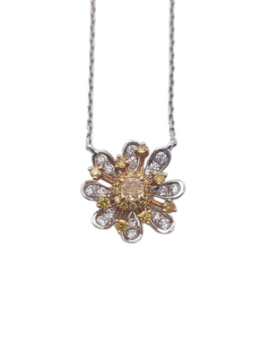 Necklace 18k White & Yellow Gold w/ Diamonds Flower # 4