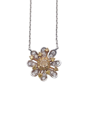 Necklace 18k White & Yellow Gold w/ Diamonds Flower # 4