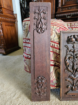 French Walnut Carved Relief Panel 19th Century (Double Sided) 22" x 8.75"