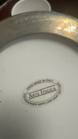 Arte Italica Tuscan Italian Ceramic & Pewter Cappuccino Cups & Saucers – Set of 6