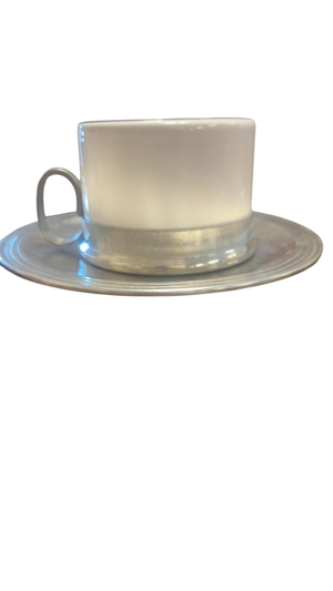 Arte Italica Tuscan Italian Ceramic & Pewter Cappuccino Cups & Saucers – Set of 6