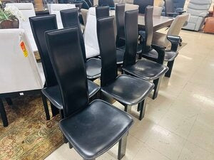 Pietro Canstatini Vintage High Back Black Leather Dining Chairs (set of 8)
