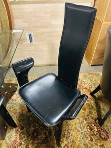 Pietro Canstatini Vintage High Back Black Leather Dining Chairs (set of 8)