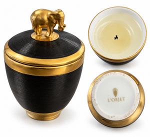 L’OBJET Elephant Noir Porcelain Candle Vessel with Lid