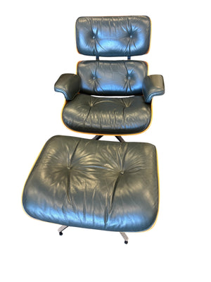 Authentic Herman Miller Eames 670 Lounge Chair & 671 Ottoman – Evergreen Leather & Molded Plywood