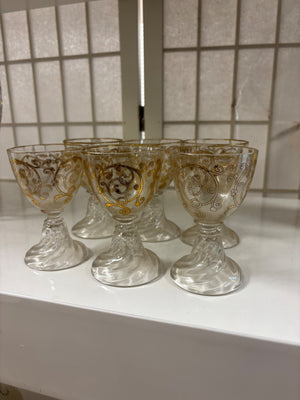 Vintage Saint-Louis Cluny Gilded Arabesque Gold Trim Rim French Crystal Stemware Set Of 6