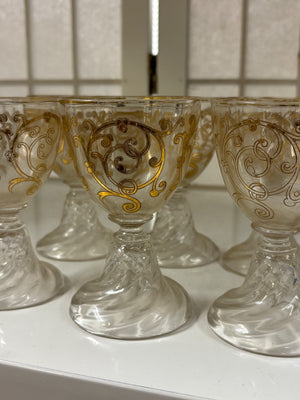 Vintage Saint-Louis Cluny Gilded Arabesque Gold Trim Rim French Crystal Stemware Set Of 6