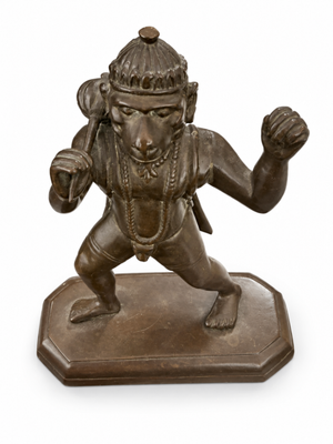 Patinated Metal Hanuman Statue Holding a Mace