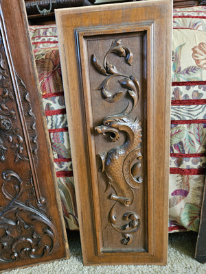French carved panel, renaissance revival, walnut Brown French walnut / noyer