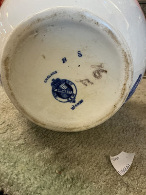 Westhead, Moore & Co. English Blue & White Floral Porcelain Pitcher 12" H