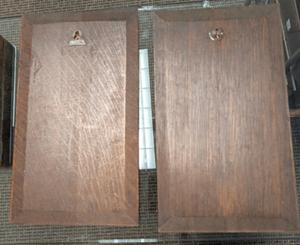 French Walnut Carved Relief Panels 19th Century (Swordfish Emblem) PAIR 10" x 18"