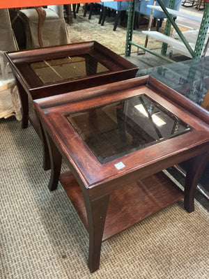 Glass Insert End Table 28x24x24 H