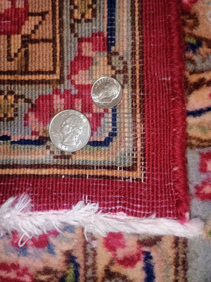Vintage Persian Kerman Hand-Knotted Wool Rug, Floral Medallion, 9'10" × 13'4"