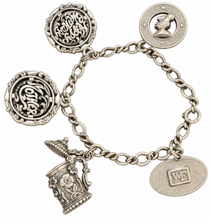 Vintage Sterling Silver Charm Bracelet Happy Birthday-Mother-Floral Stein -VIP-Charity