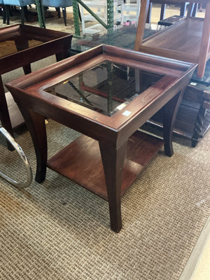 Glass Insert End Table 28x24x24 H