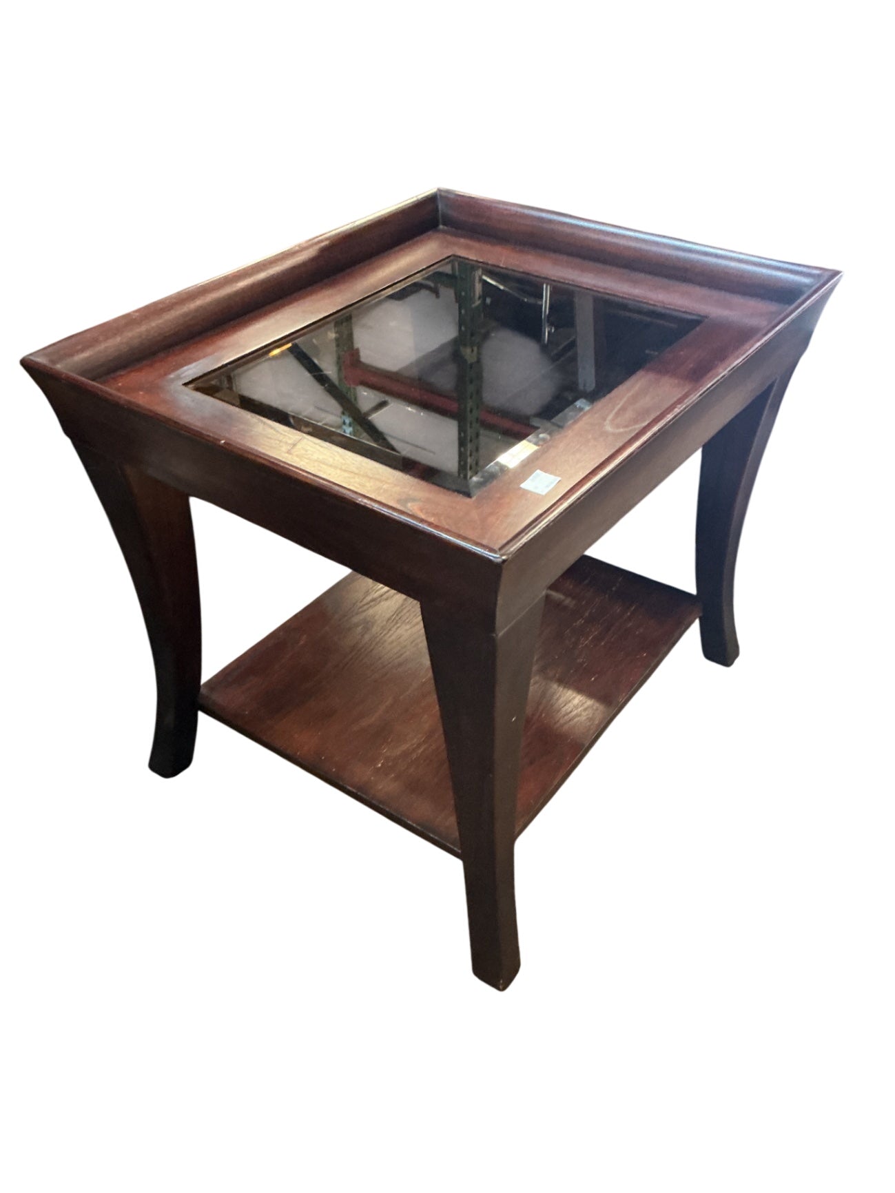 Glass Insert End Table 28x24x24 H