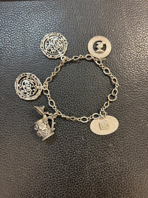 Vintage Sterling Silver Charm Bracelet Happy Birthday-Mother-Floral Stein -VIP-Charity