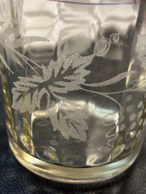 Vintage Mid Century Bartlett-Collins Frosted Grapevine Glass Juice Pitcher  Gold trim Ice Lip 7"