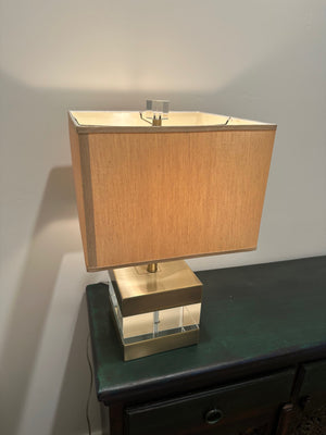 Heavy Acrylic / Brass Trim Lamp with Shade