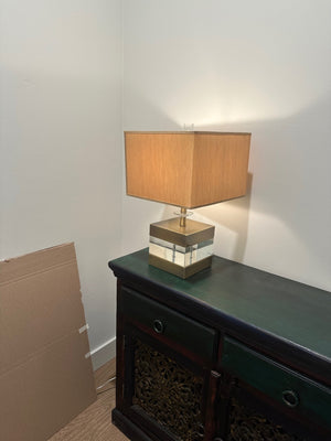 Heavy Acrylic / Brass Trim Lamp with Shade