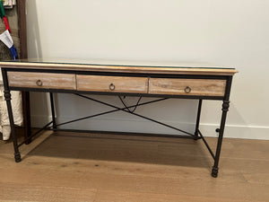 Restoration Hardware Natural Wood & Steel Desk 65x27x32