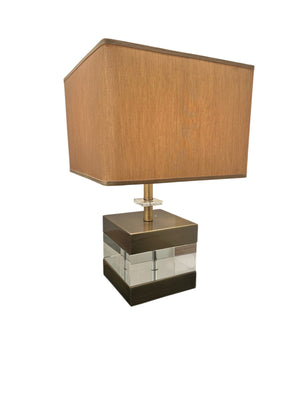 Heavy Acrylic / Brass Trim Lamp with Shade