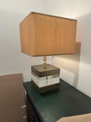 Heavy Acrylic / Brass Trim Lamp with Shade