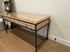 Restoration Hardware Natural Wood & Steel Desk 65x27x32