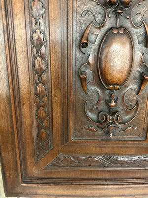 French Walnut Carved Relief Panel 19th Century (Central Cartouche) 23.5" x 17.5"