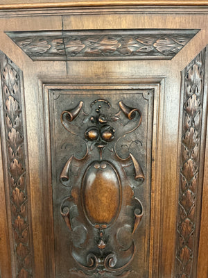 French Walnut Carved Relief Panel 19th Century (Central Cartouche) 23.5" x 17.5"