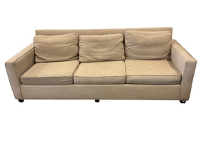 West Elm Three-Cushion Sofa in Oatmeal Linen-Blend Upholstery, 86"
