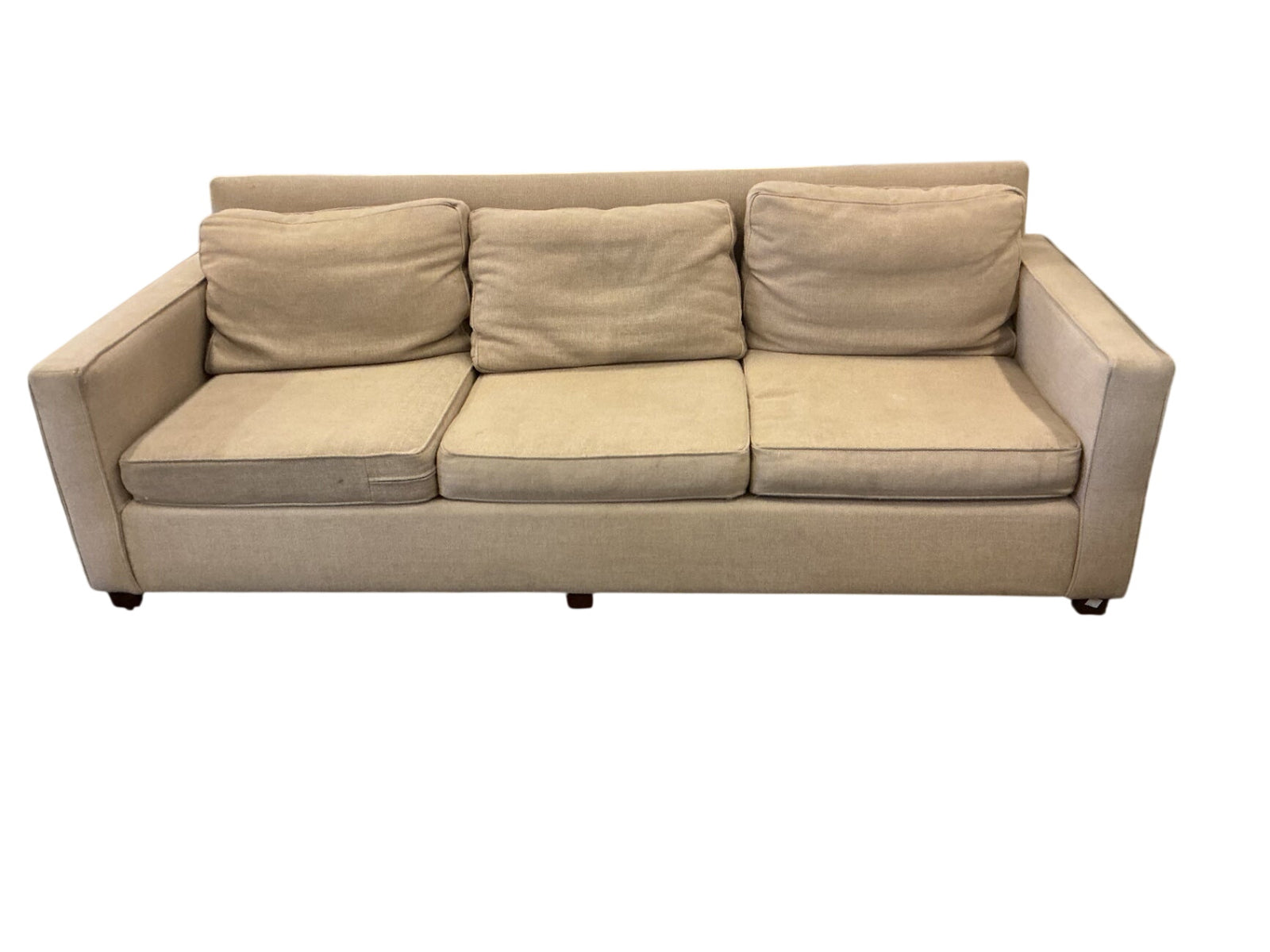 West Elm Sand Linen-Weave Upholstered Sofa, 86 in