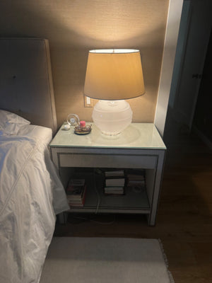 Cabana Home Beige Linen/ wood nightstands with Glass Top
