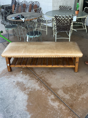 Pottery Barn Caden Leather Bench 19x55x17