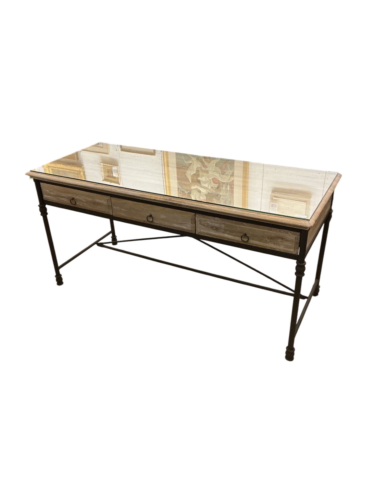 Restoration Hardware Natural Wood & Steel Desk 65x27x32