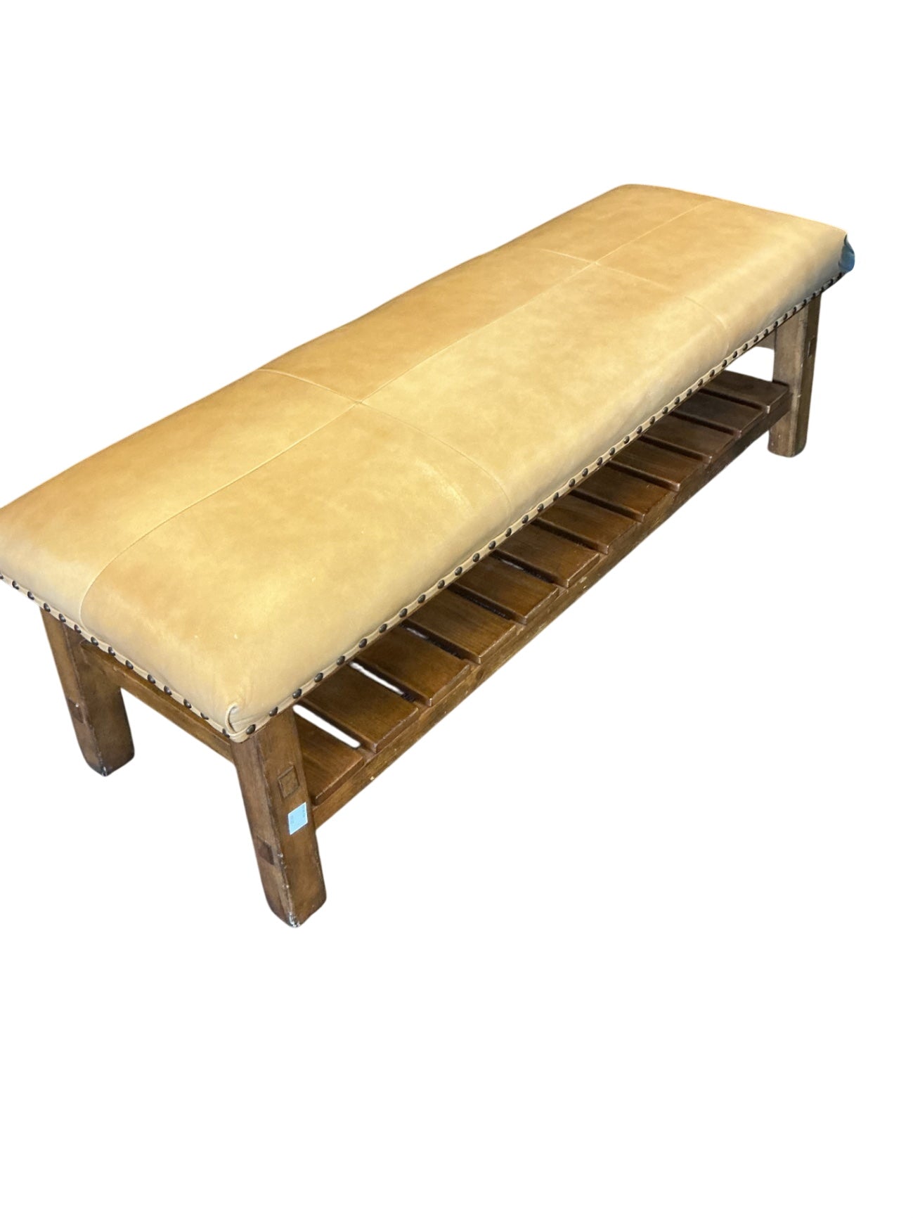 Pottery Barn Caden Leather Bench 19x55x17
