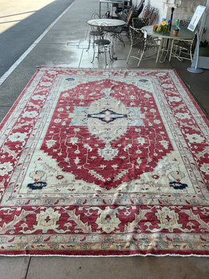 Oushak Hand-Knotted Wool Rug, 9'5" × 14'