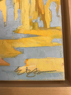 Signed Modernist Impasto Beach Figure Oil on Canvas, 9" × 12"