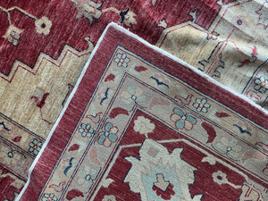 Oushak Hand-Knotted Wool Rug, 9'5" × 14'