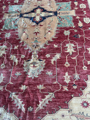 Oushak Hand-Knotted Wool Rug, 9'5" × 14'