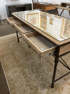 Restoration Hardware Natural Wood & Steel Desk 65x27x32