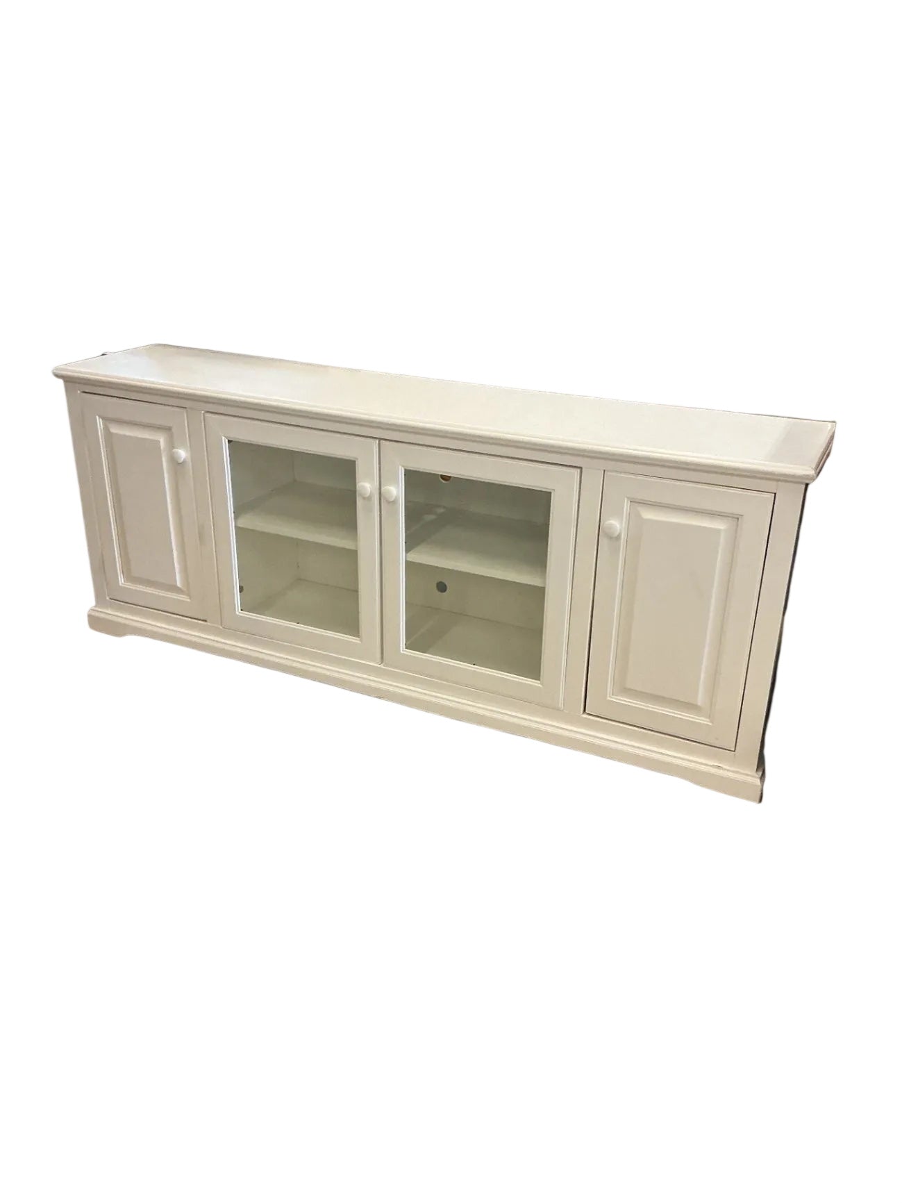 White Entertainment Credenza Sideboard w/2 Glass Doors 17x79x32