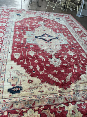 Oushak Hand-Knotted Wool Rug, 9'5" × 14'